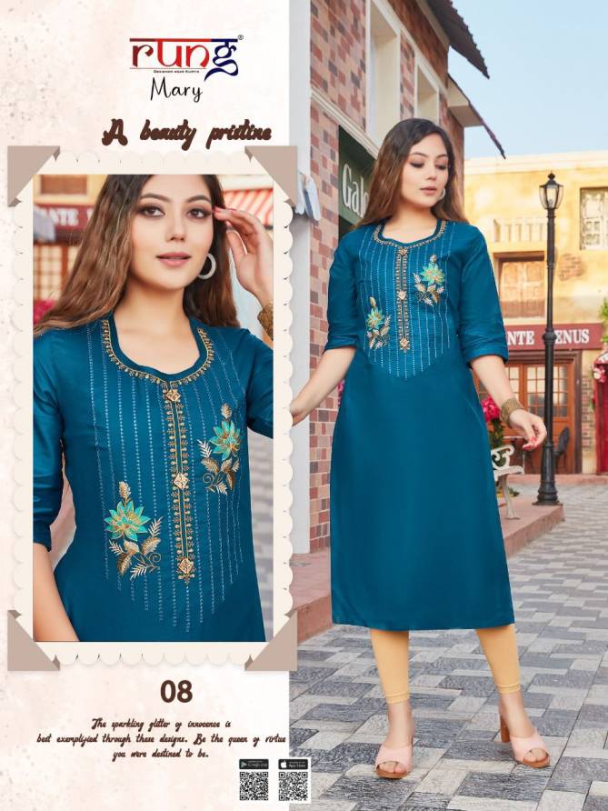 Rung Mary Latest Designer Fancy Ethnic Wear Embroidery Kurti Collection
